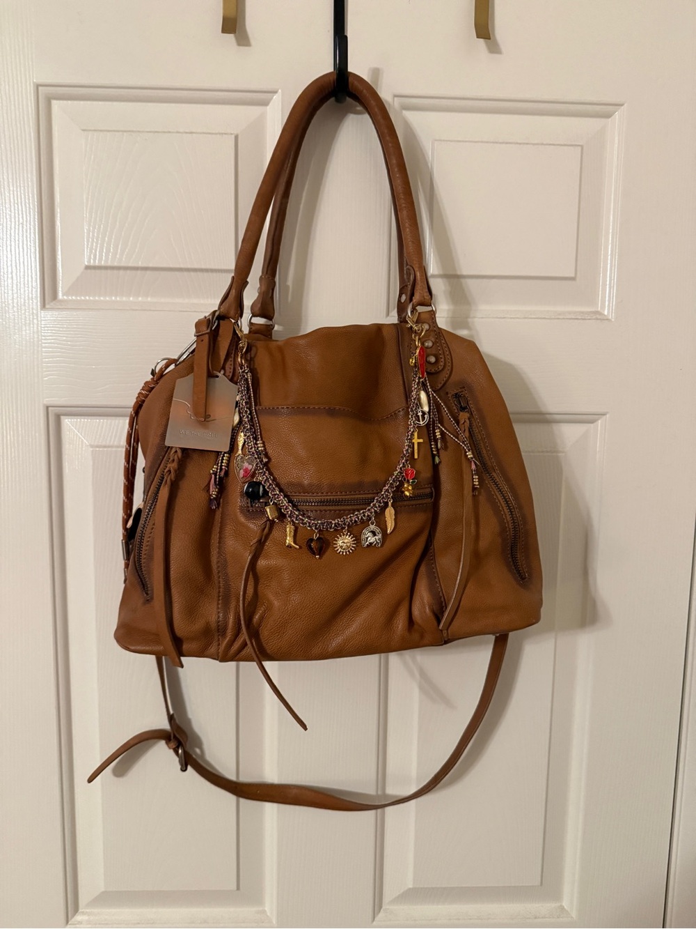 Free People Large Emerson Leather Tote with Custom Chain Charm